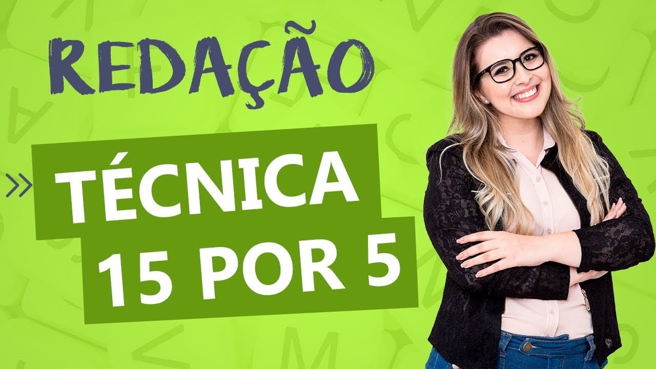 Thumbnail: TÉCNICA DE REDAÇÃO 15 POR 5: Redação do ENEM em 1 hora - Profa. Pamba