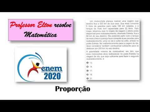 Thumbnail da aula: ENEM 2020 - Proporção - Um motociclista planeja realizar uma viagem cujo destino fica a 500 km de