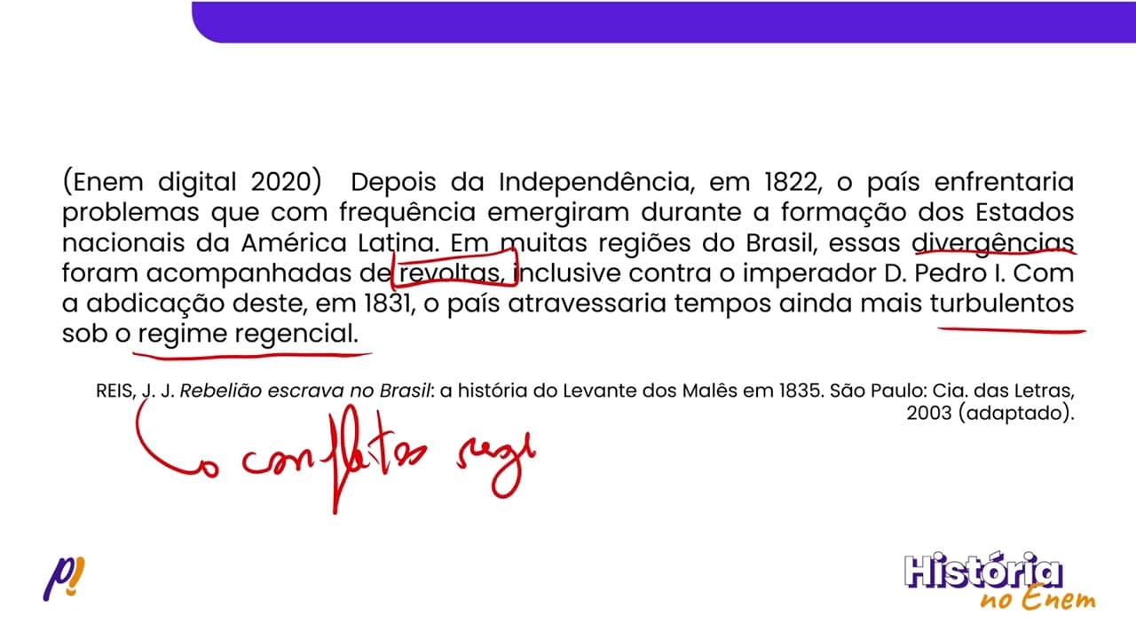 Thumbnail: ENEM DIGITAL 2020 - BRASIL IMPERIAL | Depois da Independência, em 1822, o país enfrentaria...