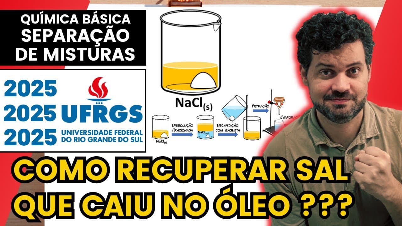 Thumbnail: ✏️ UFRGS 2025 | Ao realizar um experimento, um aluno deixou cair uma certa quantidade de sal de