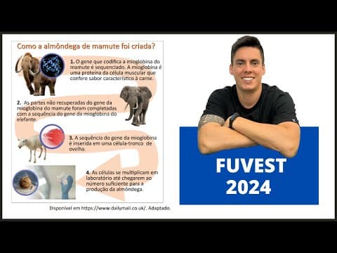 Thumbnail da aula: BIOLOGIA FUVEST 2024! "Em 2023, a imprensa mundial anunciou a criação da almôndega..."
