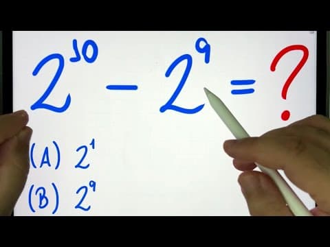 Thumbnail da aula: 🤯 MATEMÁTICA BÁSICA DESBUGADA - 2^10 - 2^9 = ??? Subtração de potências de 2, você consegue?