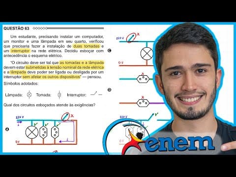 Thumbnail da aula: ENEM 2015 - Um estudante, precisando instalar um computador, um monitor e uma lâmpada em seu quarto