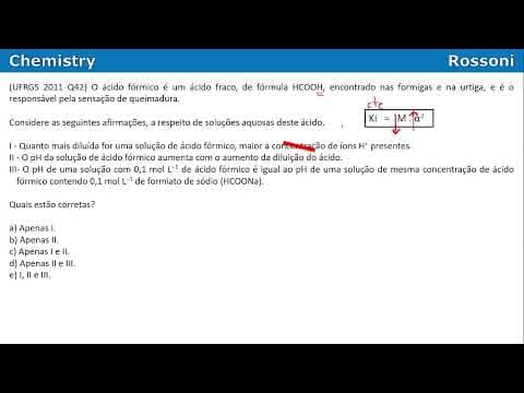 Thumbnail da aula: UFRGS 2011 Q42 - pH, Lei de Ostwald, solução tampão