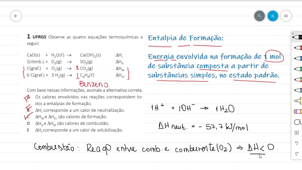 Thumbnail: Entalpia Padrão e Entalpia de Formação - Ex 1