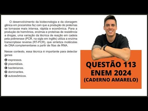 Thumbnail da aula: BIOLOGIA ENEM 2024! "O desenvolvimento da biotecnologia e da clonagem gênica em procariotos..."