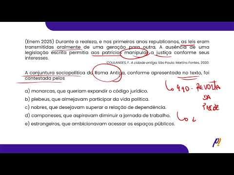 Thumbnail da aula: ENEM 2025 | Durante a realeza, e nos primeiros anos republicanos, as leis eram transmitidas...
