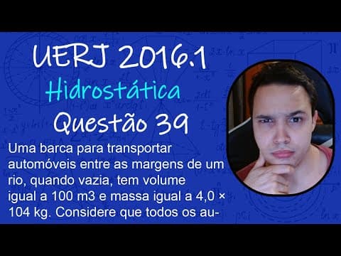 Thumbnail da aula: UERJ 2016 - Uma barca para transportar automóveis entre as margens de um rio, quando vazia, tem