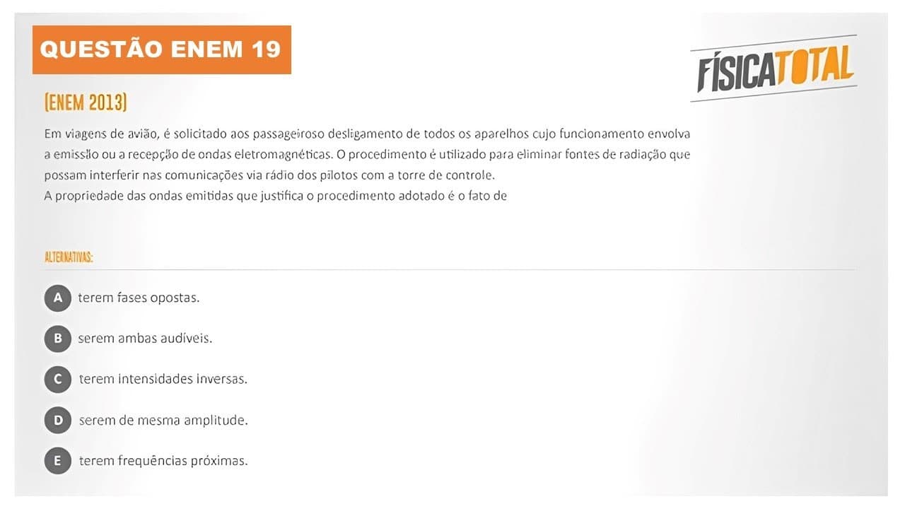 Thumbnail: Lista ENEM Questão 19 Interferência nas Telecomunicações