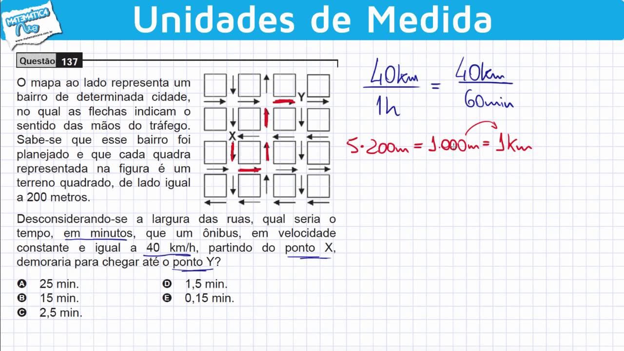 Thumbnail: ENEM 2009 Mathematics #2 - Spatial Orientation, Speed and Units of Time Measurement