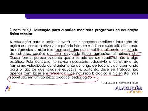 Thumbnail da aula: ENEM 2019 - INTERPRETAÇÃO E INFERÊNCIA DE TEXTOS | Educação para a saúde mediante programas de ed...