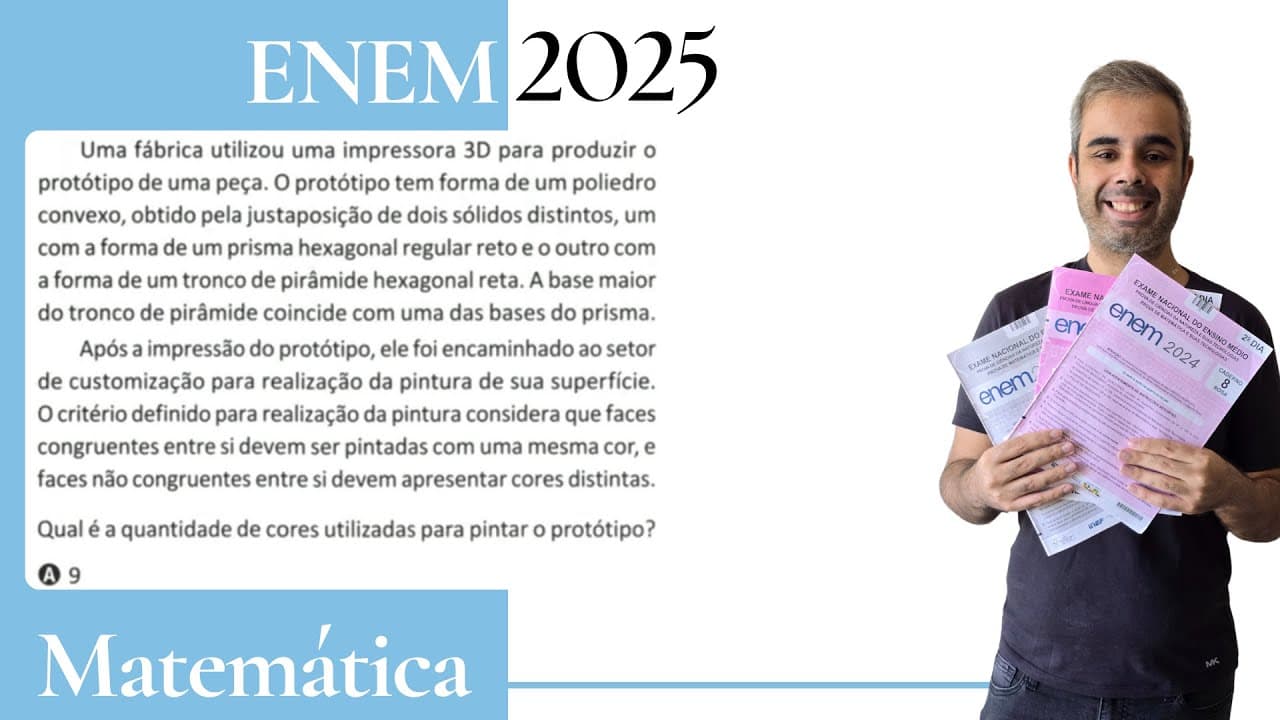 Thumbnail: ENEM 2025 - Uma fábrica utilizou uma impressora 3D para produzir o protótipo de uma peça