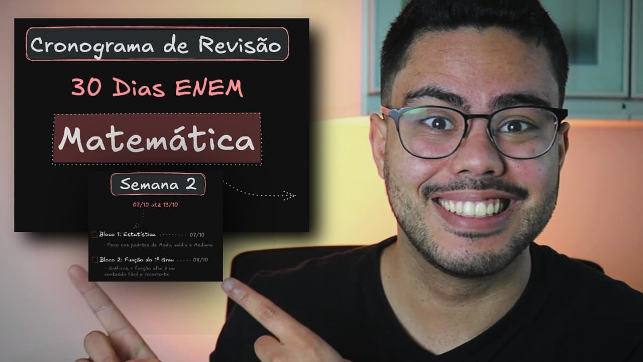 Thumbnail: 🚨30 DIAS ENEM: Cronograma MATEMÁTICA | Revisão reta final ENEM 2024
