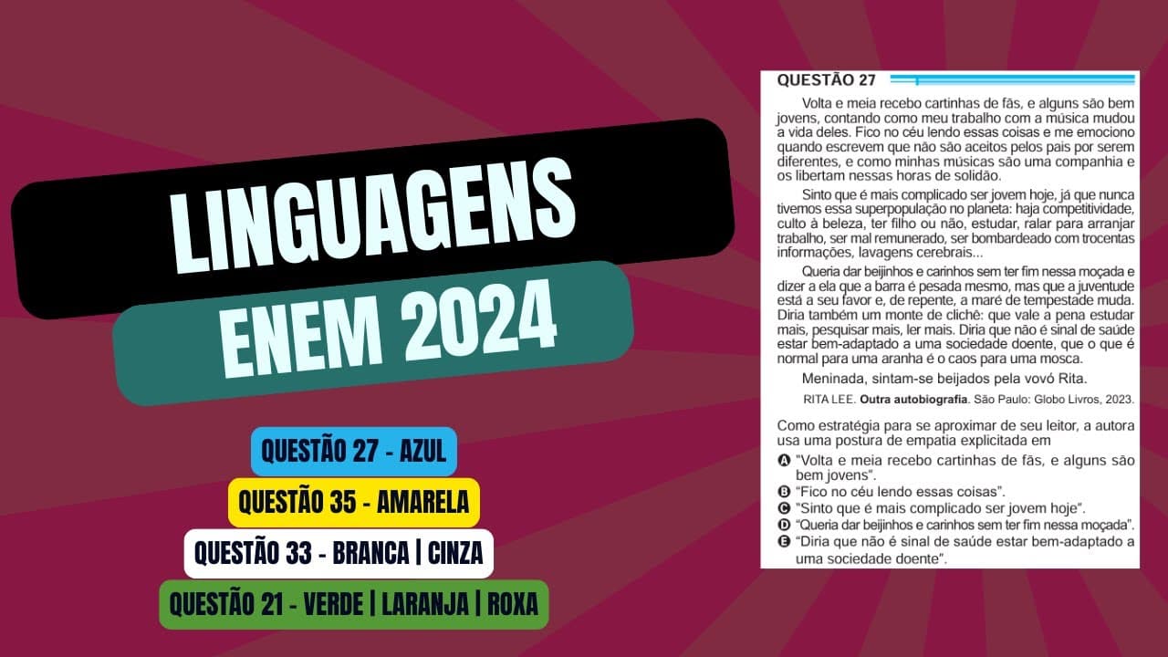 Thumbnail: Resolução questão 27 (PROVA AZUL) | Linguagens ENEM 2024