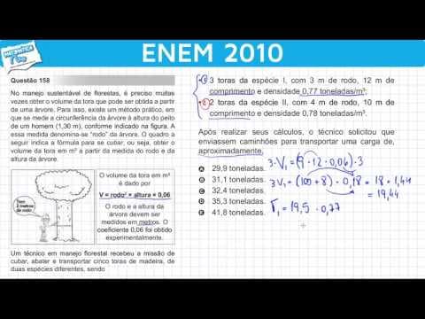 Thumbnail da aula: ENEM 2010 Matemática #23 - Volume da Tora de uma Árvore e Cálculos Aproximados