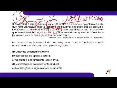 Thumbnail da aula: ENEM 2025 | O direito não é a justiça. O direito é o elemento do cálculo...