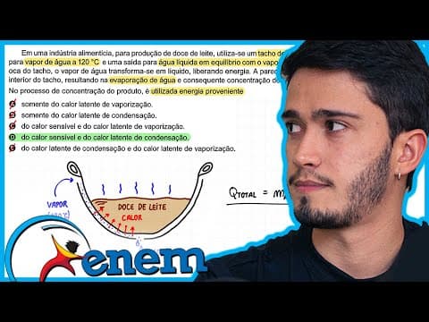 Thumbnail da aula: ENEM 2023 - Em uma indústria alimentícia, para produção de doce de leite, utiliza-se um tacho de par