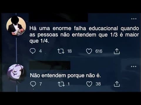 Thumbnail da aula: 🤯 MATEMÁTICA BÁSICA DESBUGADA - 1/3 é maior que 1/4? Como se mostra isso?