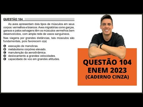 Thumbnail da aula: BIOLOGIA ENEM 2023! "As aves apresentam dois tipos de músculos..."