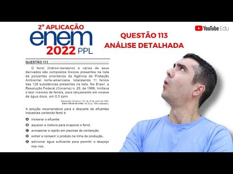 Thumbnail da aula: QUÍMICA ENEM PPL 2022! O fenol (hidroxi-benzeno) e vários de seus derivados são compostos ..."