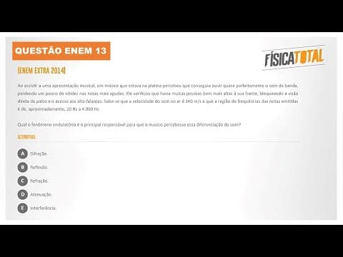 Thumbnail da aula: Lista ENEM Questão 13 Difração de Onda Sonora