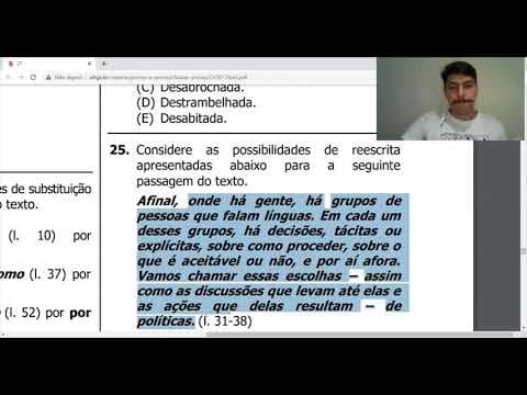 Thumbnail da aula: UFRGS Português - Questão de Reescrita