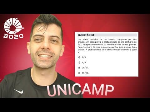 Thumbnail da aula: UNICAMP 2020 1a fase - Q34 Mat - Um atleta participa de um torneio