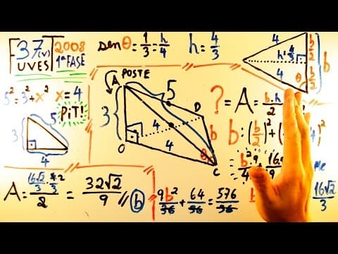 Thumbnail da aula: Projeção TRIANGULAR FUVEST 2008 - Matemática 37 - Pitágoras, Seno e Área de Triângulo - 1ª fase