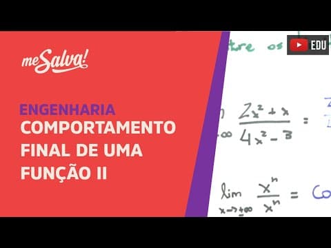 Thumbnail da aula: Me Salva! Exercícios Resolvidos de Cálculo I - EXLIM16 - Comportamento Final de uma Função II