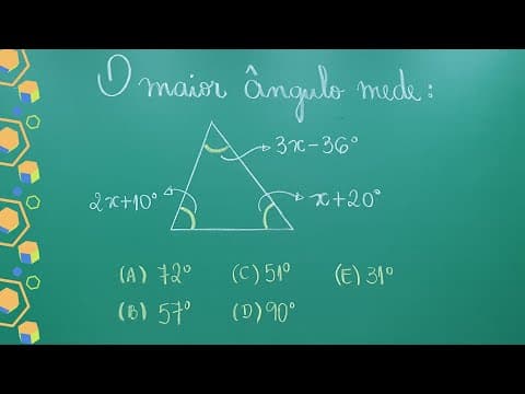 Thumbnail da aula: O MAIOR ÂNGULO MEDE? ∣ TRIÂNGULO - SOMA DOS ÂNGULOS INTERNOS @professoraangelamatematica