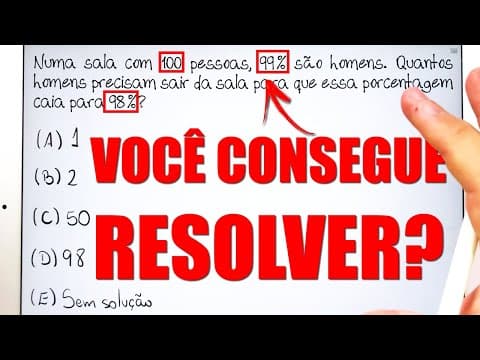 Thumbnail da aula: 😱 Questão de Concurso Público 👀 PORCENTAGEM COM RACIOCÍNIO LÓGICO BUGANTE PRA NUNCA MAIS ERRAR 😉