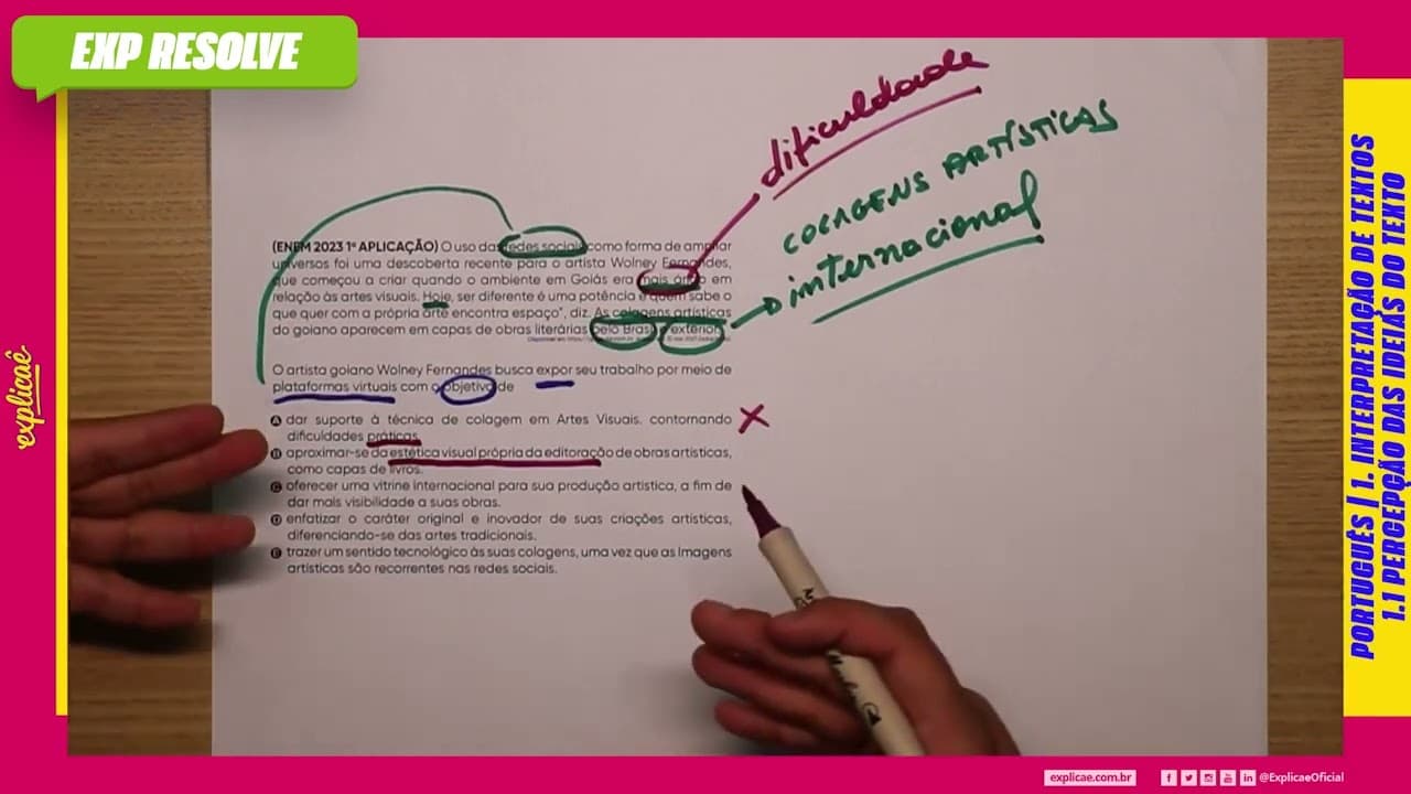 Thumbnail: O USO DAS REDES SOCIAIS COMO FORMA DE AMPLIAR UNIVERSOS FOI (...) | PERCEPÇÃO DAS IDEIAS DO TEXTO