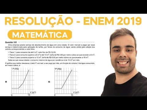 Thumbnail da aula: ENEM 2019 - Uma empresa presta serviço de abastecimento de água em uma cidade. O valor mensal a paga