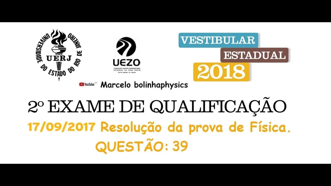 Thumbnail: Resolução da prova de FÍSICA – 2° EXAME DE QUALIFICAÇÃO – UERJ 2018. Questão 39.