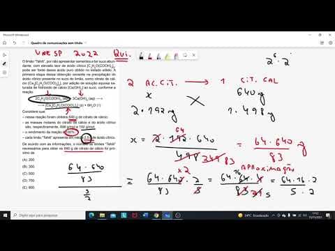 Thumbnail da aula: UNESP 2022 - Resolução Química - Dia 1 (biológicas) - Primeira fase