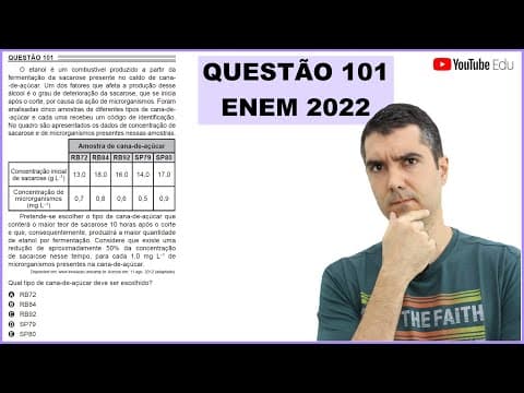 Thumbnail da aula: QUÍMICA ENEM 2022! "O etanol é um combustível produzido a partir da fermentação da sacarose ..."