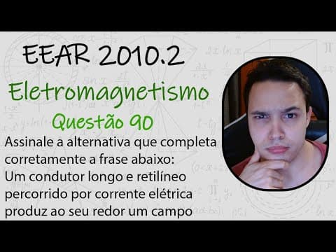 Thumbnail da aula: EEAR 2010 - Assinale a alternativa que completa corretamente a frase abaixo: Um condutor longo e