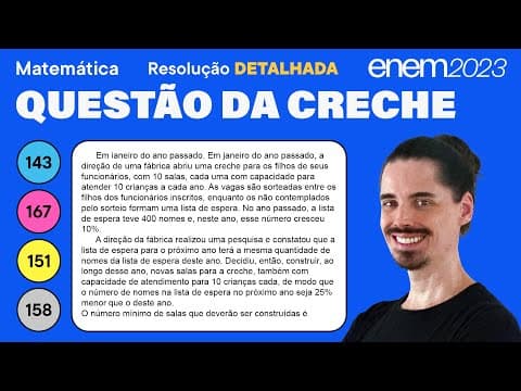 Thumbnail da aula: 🔵 Questão da creche: ENEM 2023 Matemática (Detalhada) - Porcentagem