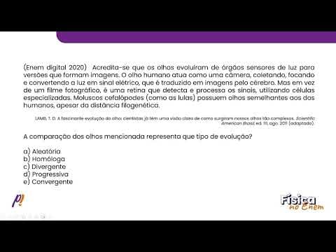 Thumbnail da aula: ENEM DIGITAL 2020 - ÓPTICA GEOMÉTRICA | Acredita-se que os olhos evoluíram de órgãos...