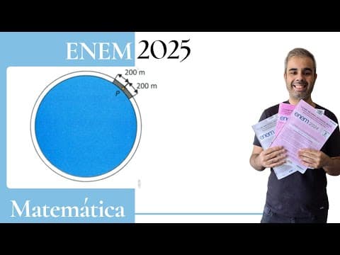 Thumbnail da aula: ENEM 2025 - No entorno de uma lagoa circular, cujo raio mede 1 km, há um uma ciclovia.