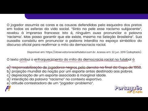 Thumbnail da aula: ENEM 2021 - INTERPRETAÇÃO E INFERÊNCIA DE TEXTOS | A história do futebol brasileiro contém, ao...