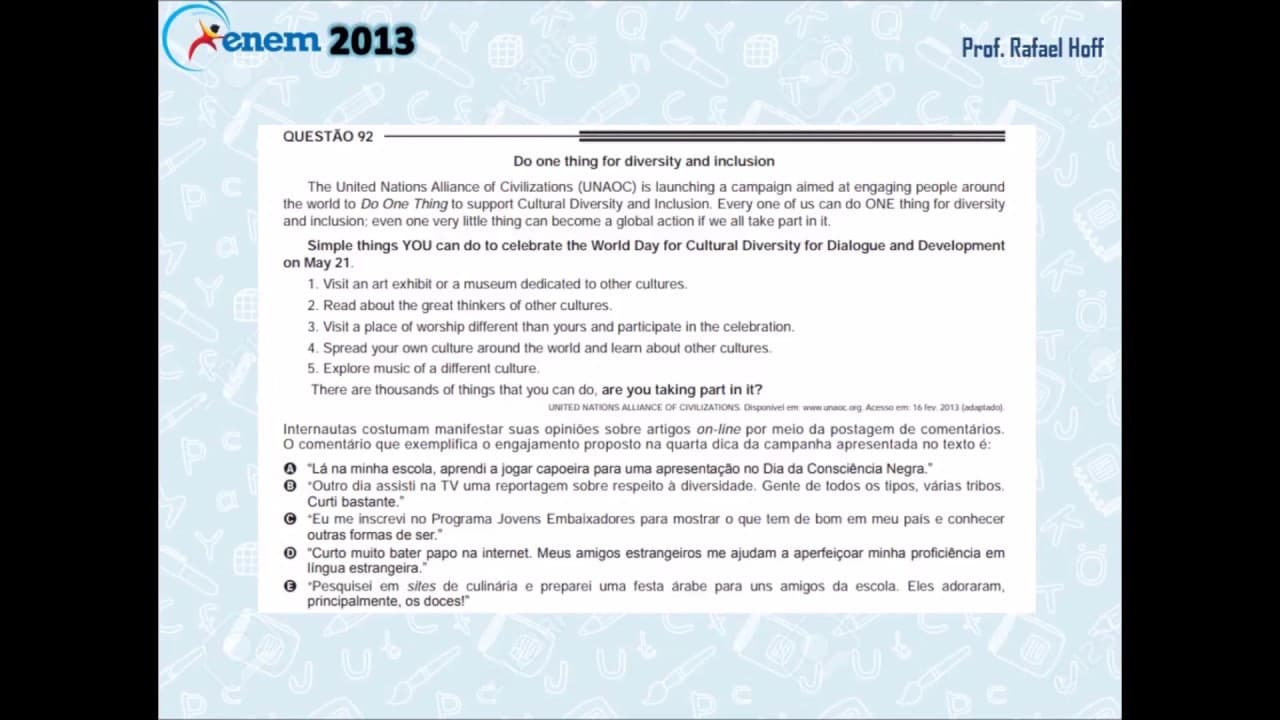 Thumbnail: Inglês Enem 2013: compreensão de texto (artigos 'online').
