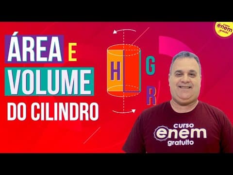 Thumbnail da aula: ÁREA E VOLUME DO CILINDRO | Resumo de Geometria para o Enem