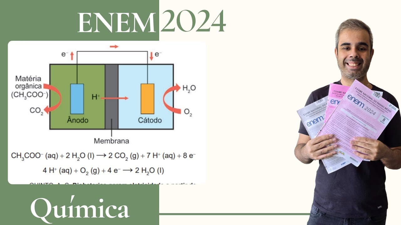 Thumbnail: ENEM 2024 - Células a combustível microbianas (CCM) são capazes de gerar eletricidade a partir de