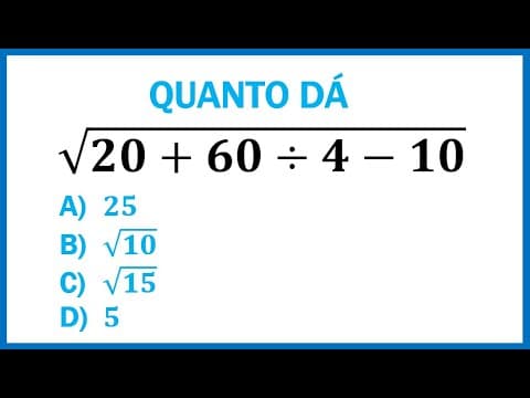 Thumbnail da aula: raiz de 20+60:4-10 =❓️