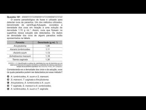 Thumbnail da aula: ENEM 2020 - Hidrostática - O exame parasitológico de fezes é utilizado para detectar ovos