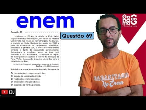Thumbnail da aula: ENEM 2020 | QUESTÃO 69 |PROVA AZUL|CIÊNCIAS HUMANAS | ENEM 2019 - Localizado a 160 km da cidade