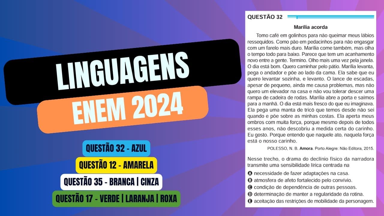 Thumbnail: Resolução questão 32 (PROVA AZUL) | Linguagens ENEM 2024