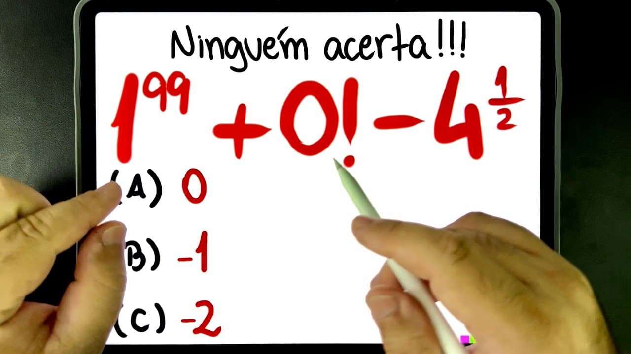 Thumbnail: 🔥 DUVIDO VOCÊ ACERTAR ESSA EXPRESSÃO NUMÉRICA COM POTENCIAÇÃO, FATORIAL E EXPOENTE FRACIONÁRIO!