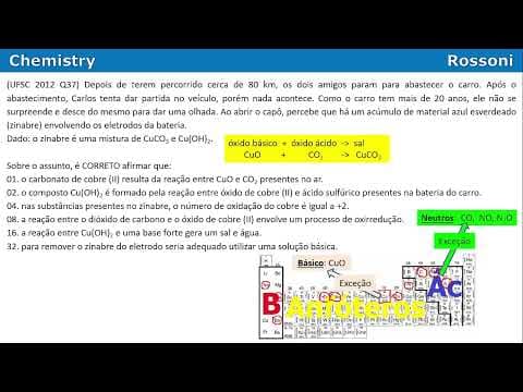 Thumbnail da aula: UFSC 2012 - Questão 37 - óxidos e zinabre